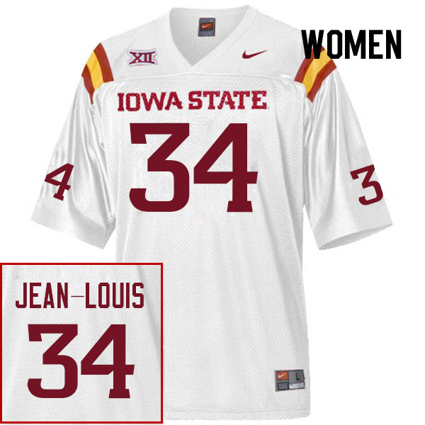 Women #34 Iowa State Cyclones College Football Jerseys Stitched Sale-White - Click Image to Close
